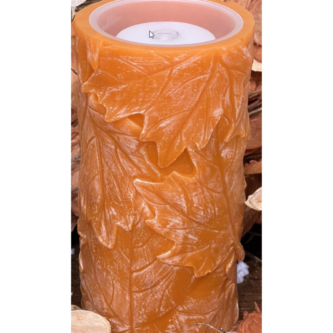 4x8 Orange Fall Maple Fountain Candle – LED Bubbling Candle with Remote-LC3279